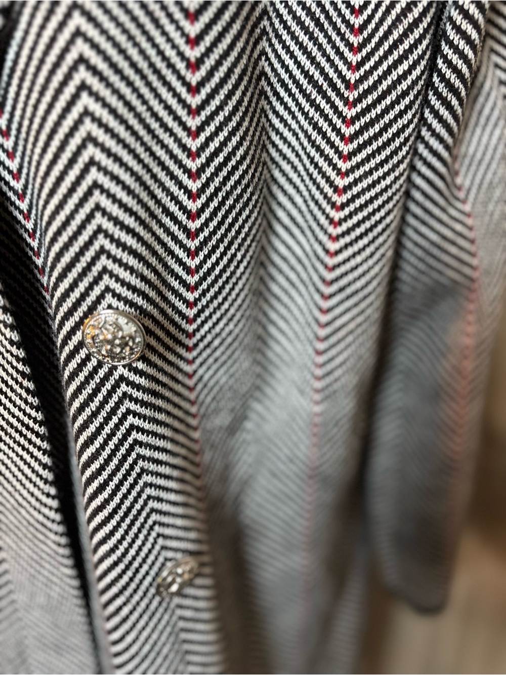 Anne Klein Herringbone Double-Breasted Knit Coat - Picture 7 of 12